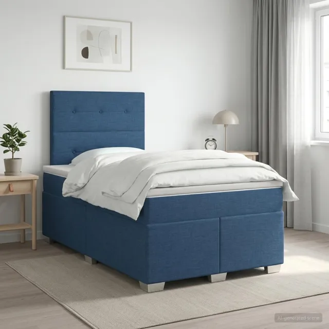 vidaXL Boxspringbed met matras Blauw 120 x 200 cm Stof