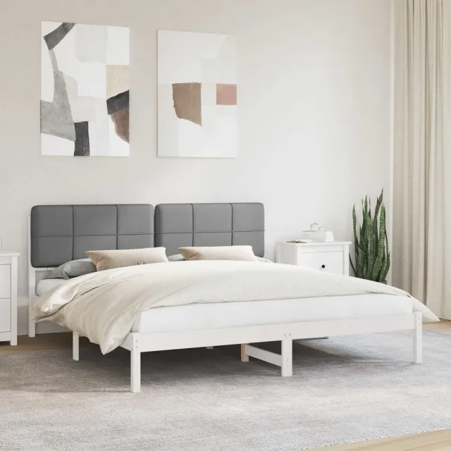 vidaXL Bedframe met Gevoerd Hoofdgedeelte Lichtgrijs 200 x 200 cm