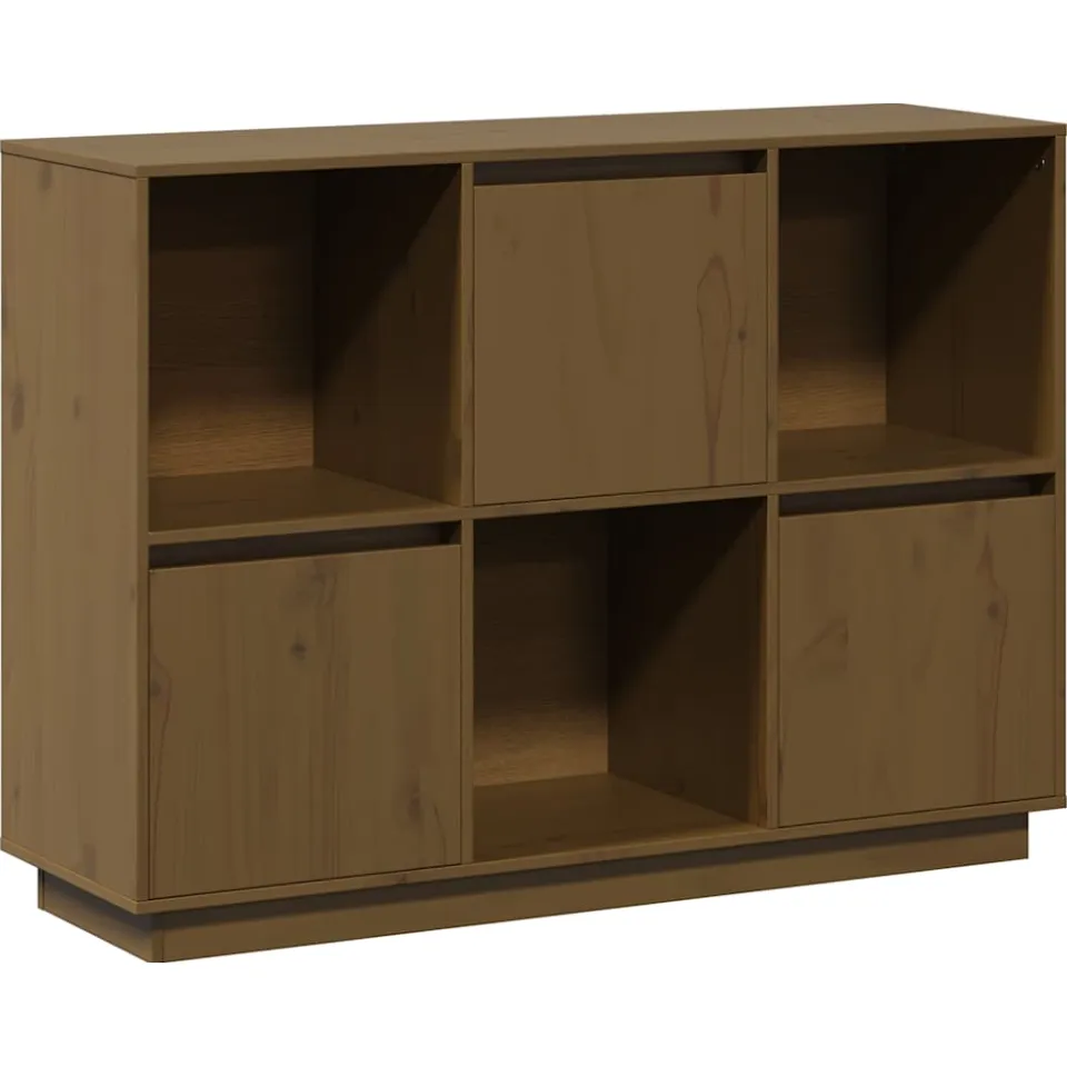 vidaXL Dressoir 110,5x35x80 cm massief grenenhout honingbruin