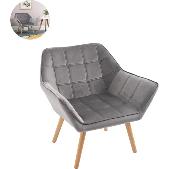 GranMaison Fauteuil - Relaxzetel - Relaxstoel - Relaxfauteuil - Stoel - Met armleuning - Voor één Persoon - 64 cm x 62 cm x 72,5 cm - Grijs