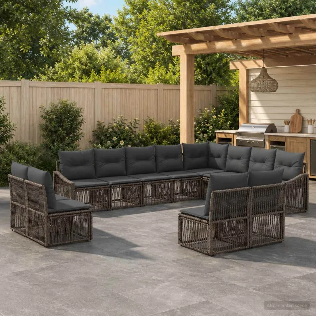 vidaXL Tuinbankenset 12 st 12-zits Grijs poly rattan