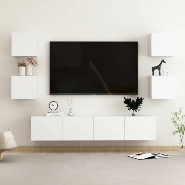 vidaXL 6-delige Tv-meubelset bewerkt hout wit, foto 2