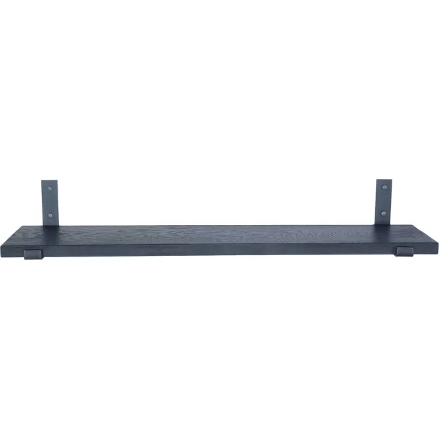 GoudmetHout Wandplank Industrieel - 200 x 20 cm Muurplank - Zwart Eiken Hout - Decoratie Wandrek & Boekenrek - Hangplank Keuken - Wall Shelf + 2 Mat Blanke Plankdragers van Staal