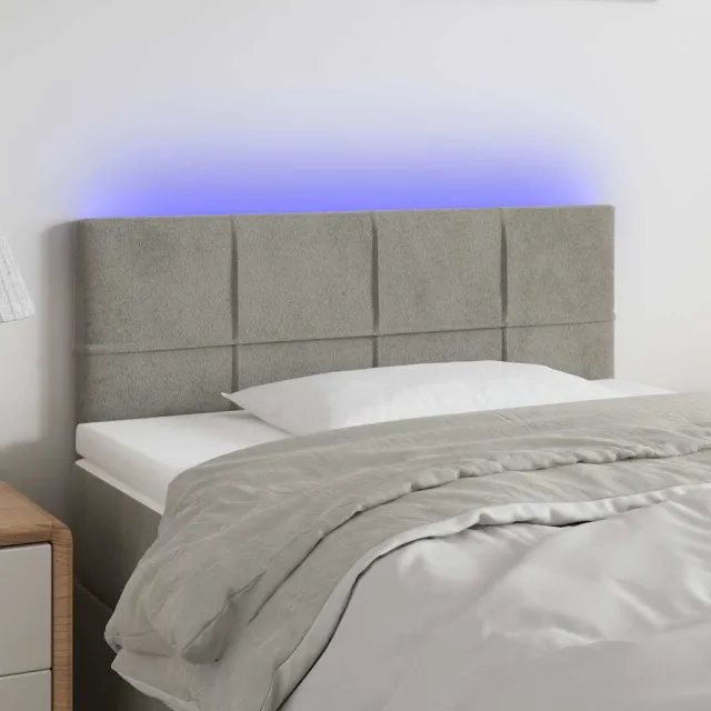 vidaXL Hoofdbord LED 100x5x78/88 cm fluweel lichtgrijs grijs