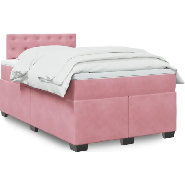 vidaXL Boxspring met matras fluweel roze 120x190 cm