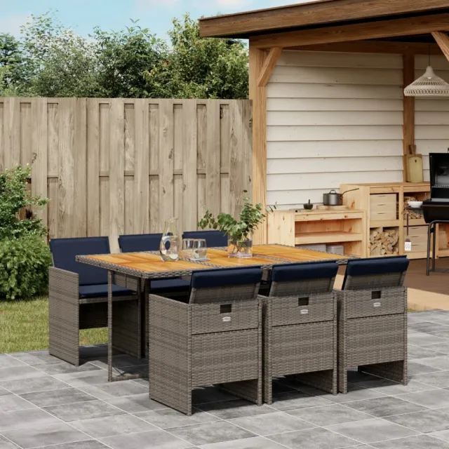 vidaXL 7-delige tuinset met kussens, grijs polyrotan, foto 2