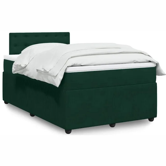 vidaXL Boxspring met matras fluweel donkergroen 120x190 cm groen