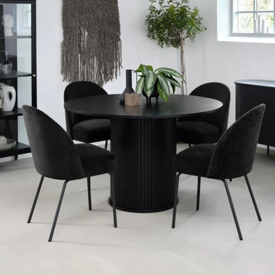 Olivine Lenn houten eettafel zwart eiken - Ø 120 cm, foto 2