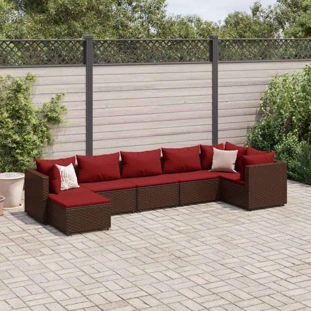 vidaXL 7-delige Loungeset met kussens poly rattan bruin, foto 2