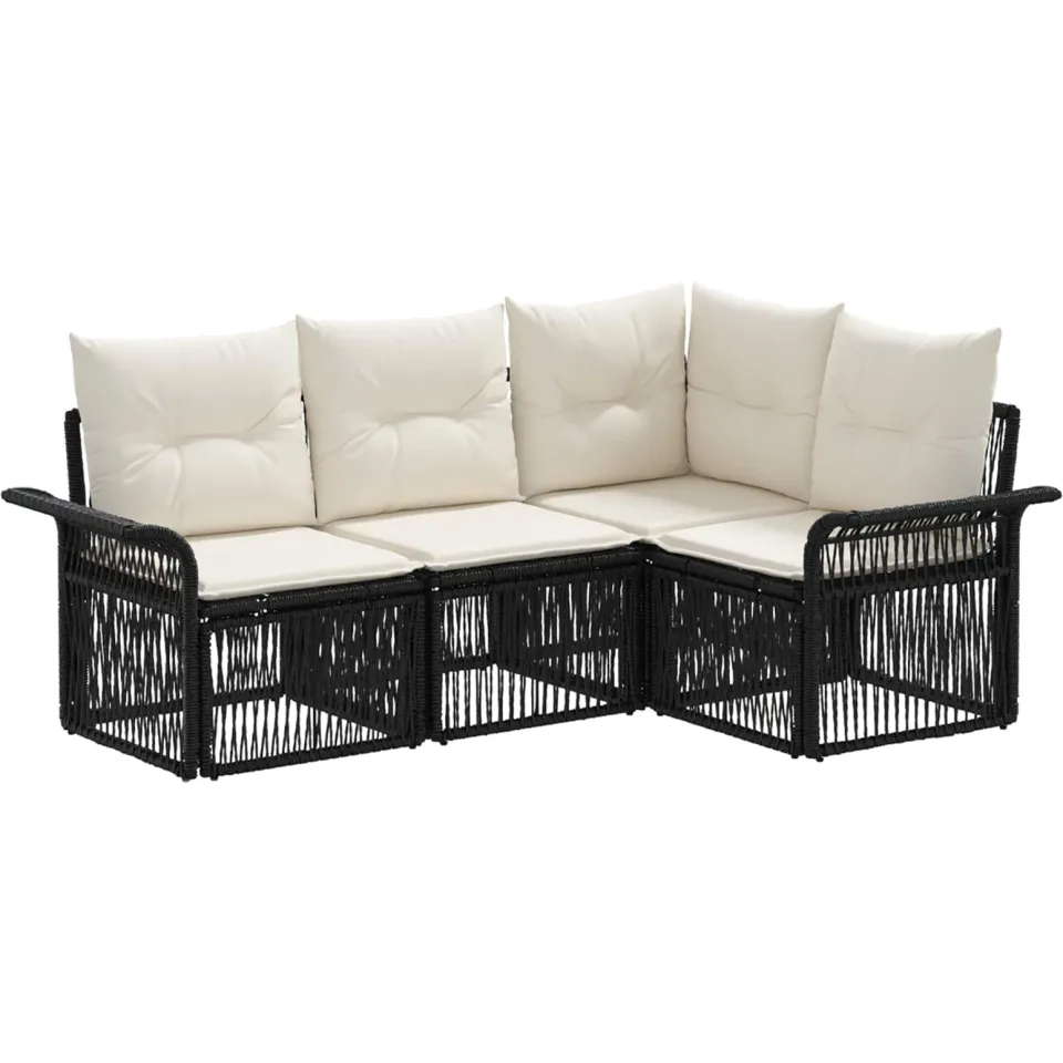 vidaXL Tuinbankenset 4 st Zwart poly rattan, foto 3