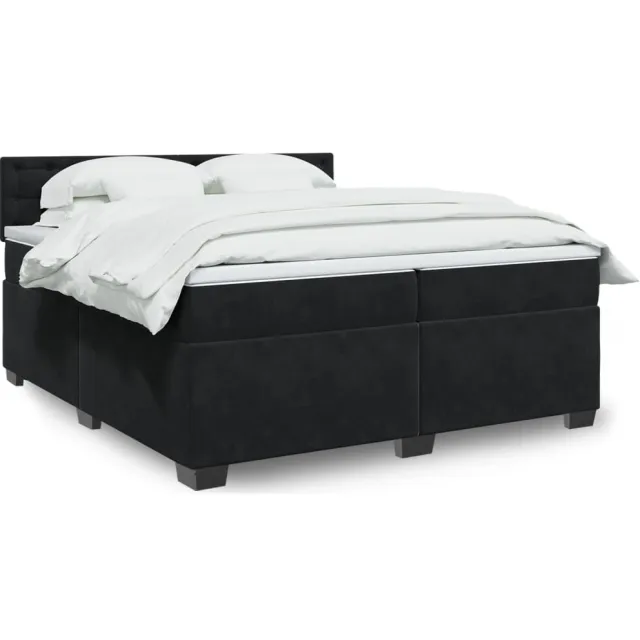 vidaXL Boxspring met matras fluweel zwart 200x200 cm