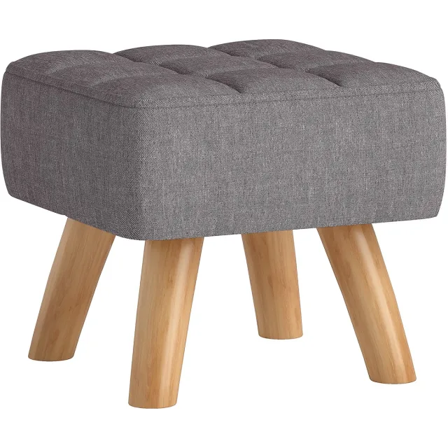 Homcom Voetenbank - Stoffen look (100% polyester) - 27x27x26cm - Grijs