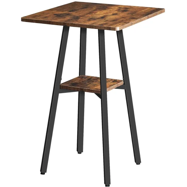 Trankielo Stijlvolle Hoge Bartafel met 2 Lagen – Robuuste Bistrotafel – Perfect voor Woonkamer, Keuken en Bar – Rustiek Bruin en Zwart Zwart bruin