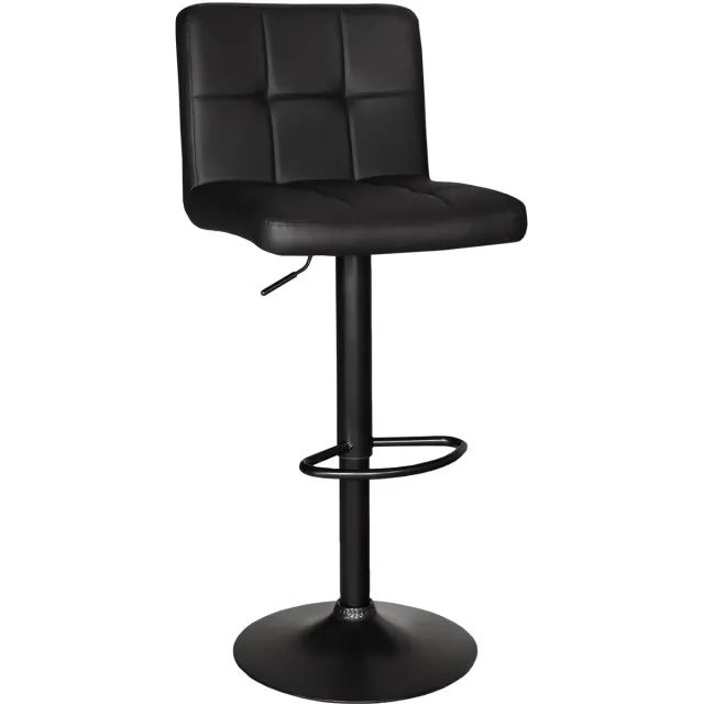 Lizzely Garden & Living SET DEAL: 4 stuks Barkruk Anel met rugleuning: zwart leder met zwart onderstel barstoel