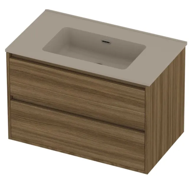 Proline Tribute Badmeubelset Porselein 80x46x54 cm Mat Crème Cotton Caramel Walnut Houtlook