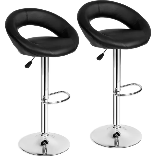 Tectake Barkruk - Voetensteun, Traploos in Hoogte Verstelbaar - Diverse Modellen - (2x Christian | Nr. 401560) zwart, zilver