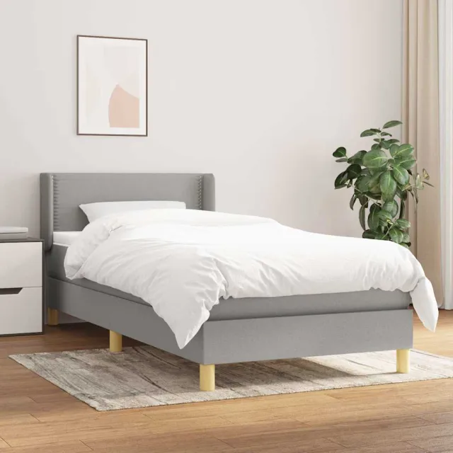 vidaXL Boxspring met matras stof lichtgrijs 90x190 cm grijs