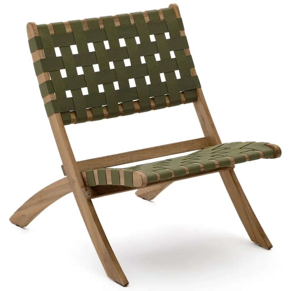 Kave Home Chabeli fauteuil acaciahout donkergroen