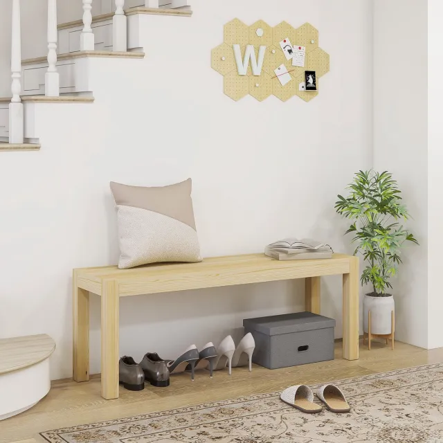 REDOM Bank - 2-zits eetbank van hout - Frame met antislip voetpads - Voor keuken en eetkamer - Landelijke stijl - Voor volwassenen - Hout - Naturel hout - 120 x 33 x 45 cm Natural Wood
