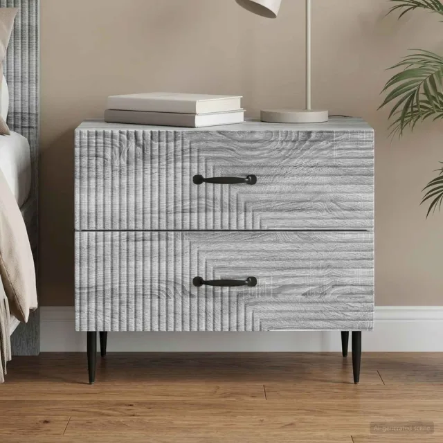 vidaXL Nachtkastje Grijs sonoma 62 x 34,5 x 47,5 cm Bewerkt hout, foto 2