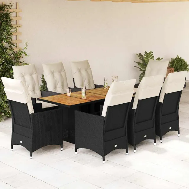 vidaXL 9-delige Tuinset poly rattan zwart, foto 2