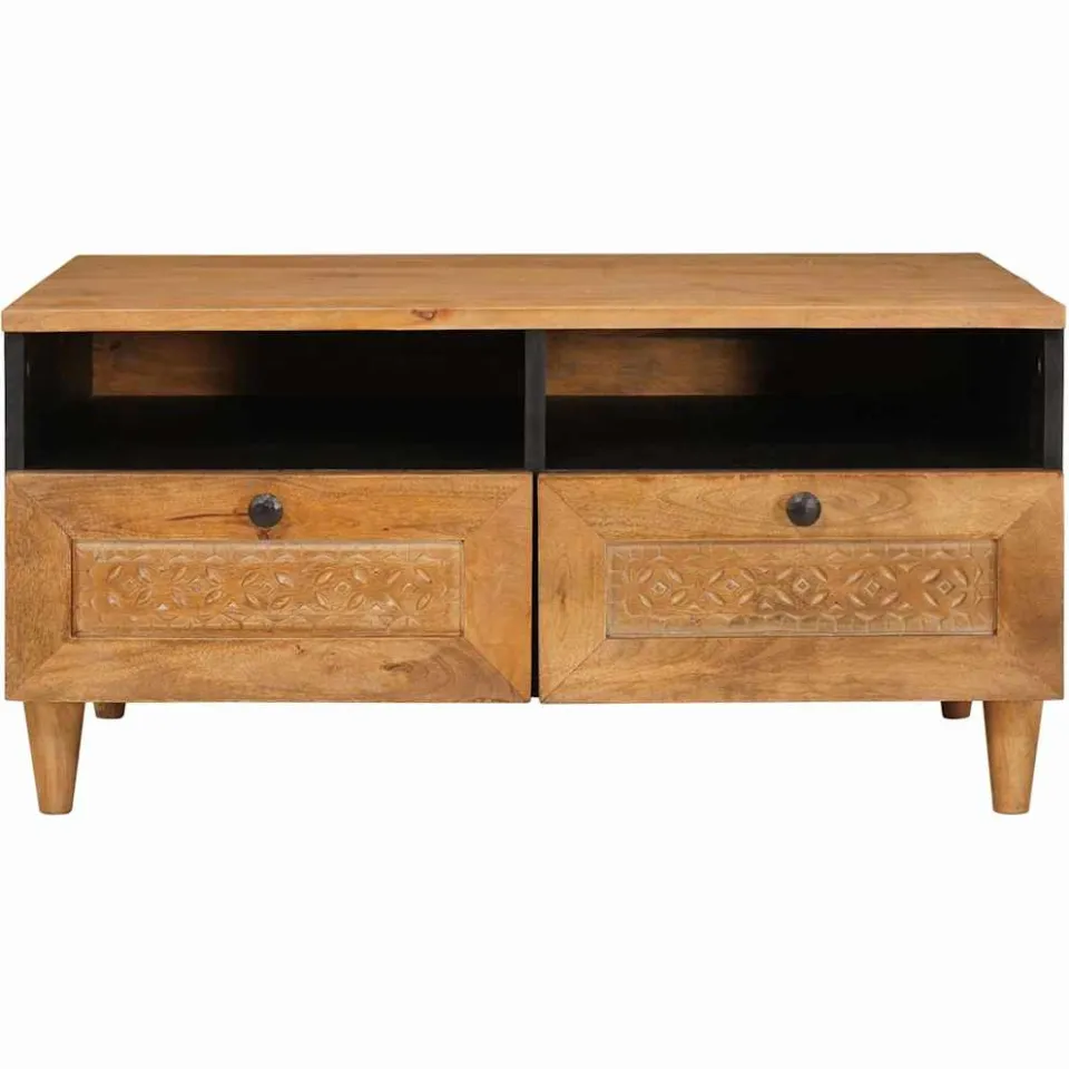 vidaXL Salontafel Licht Bruin 80 x 54 x 40 cm Massief Mango Hout, foto 3