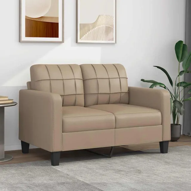 vidaXL Tweezitsbank 120 cm kunstleer cappuccinokleurig bruin