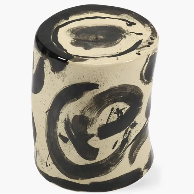 Serax Marie Michielssen Pawn Bijzettafel 06 Sophia Zwart Diameter 27cm Hoogte 34cm Wit / zwart