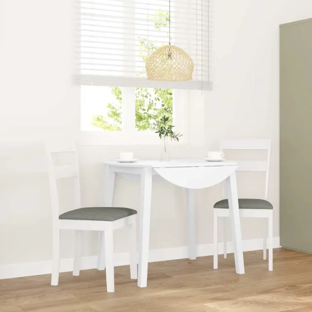 vidaXL Eetkamerstoelen met kussens 2 st massief hout rubber wit