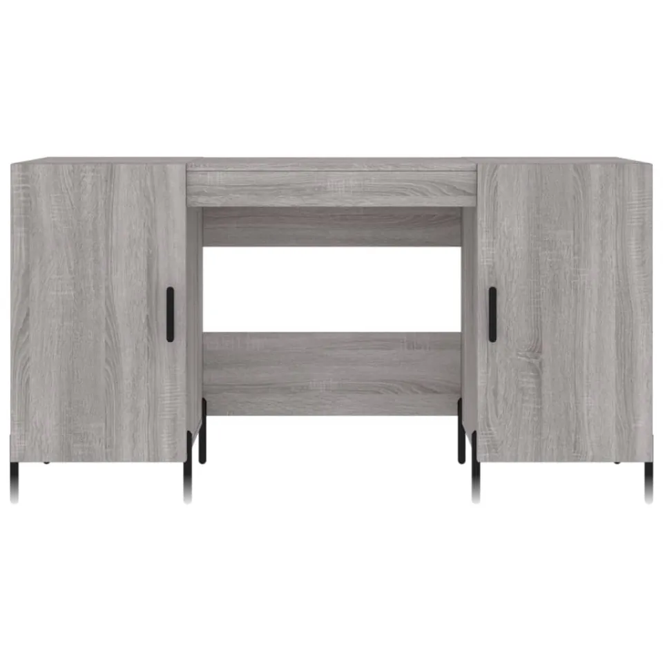 vidaXL Bureau 140x50x75 cm bewerkt hout grijs sonoma eikenkleurig, foto 4