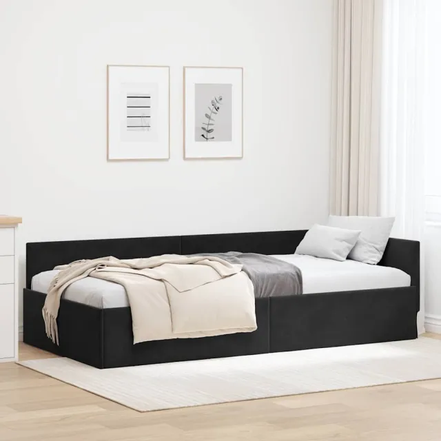 vidaXL Hoekbedframe Zwart 90 x 200 cm fluweel