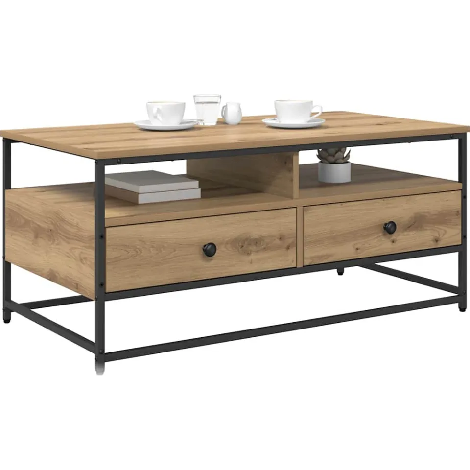 vidaXL Salontafel Artisanaal eiken 100 x 51 x 45 cm Bewerkt hout Bruin