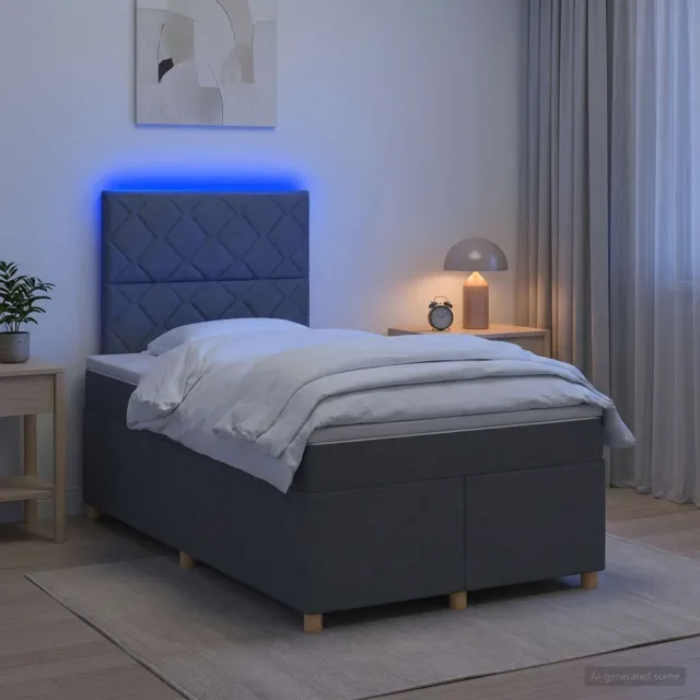 vidaXL Boxspringbed met matras Donkergrijs 120 x 190 cm Stof