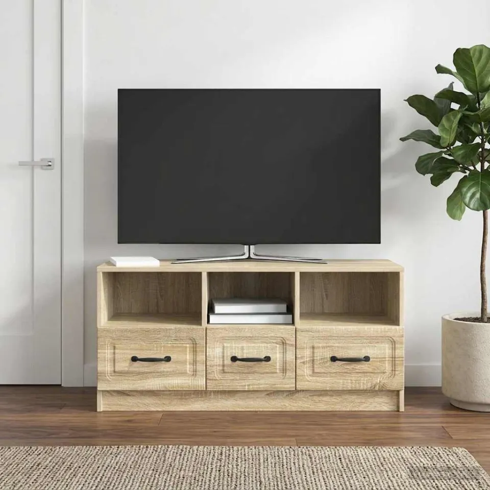 vidaXL TV-kast met lade Sonoma Eiken 102 x 34,5 x 47 cm Bewerkt hout, foto 4