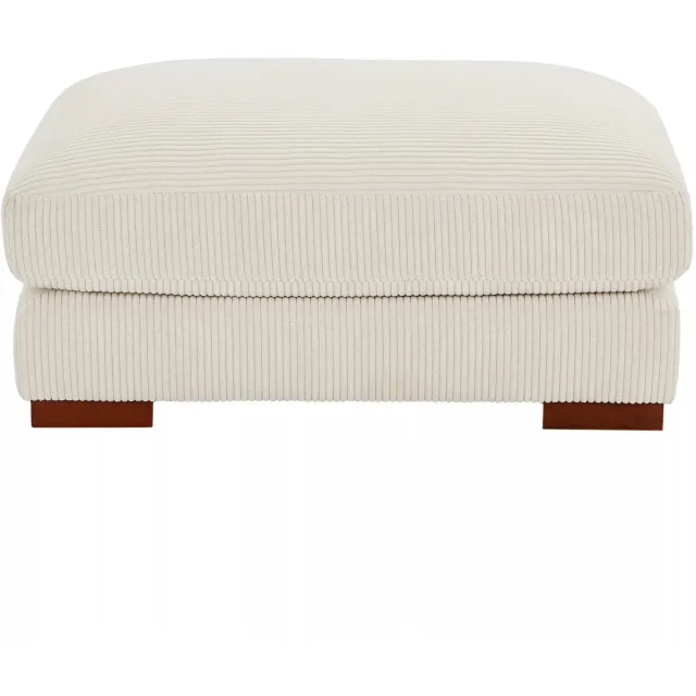 Vente-unique Poef van beige ribfluweel SPERONE van