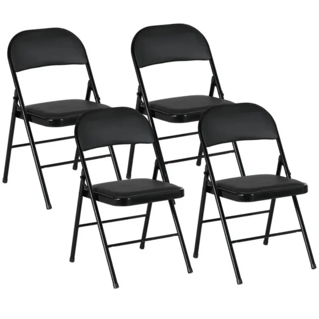 Zenzee Klapstoel set van 4 - Vouwstoel - Eetkamerstoelen - Stoelen - Kunstleer - Zwart