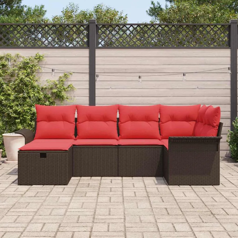 vidaXL Tuin Sofa Set 6 st Poly riet bruin, foto 3