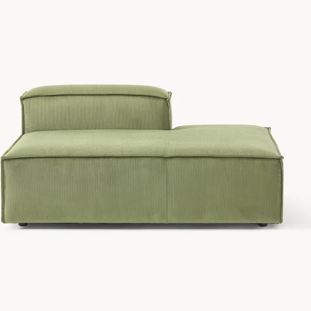 Westwing Collection Corduroy chaise longue module Lennon Groen