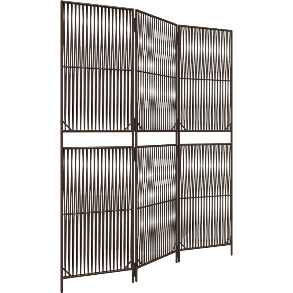 vidaXL Kamerscherm 3 panelen poly rattan bruin