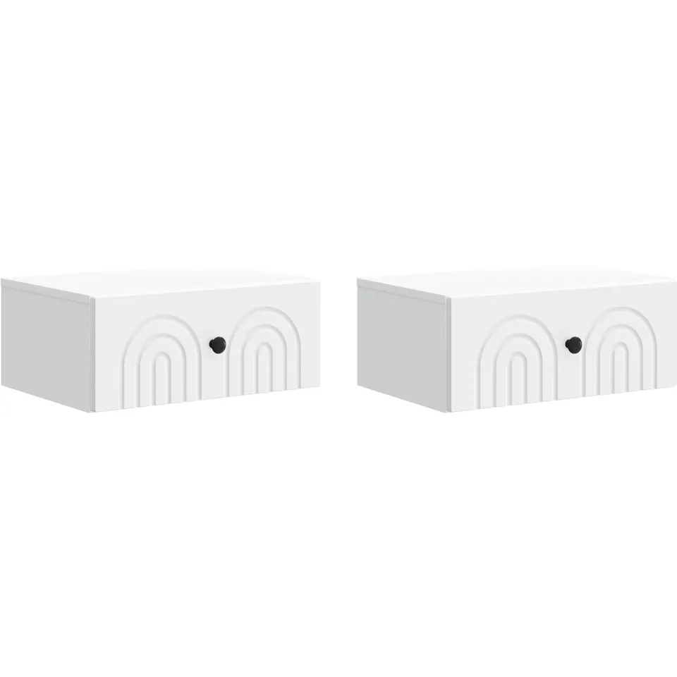 vidaXL Wandbeugel Bedkast 2 st Wit 49 x 34,5 x 20 cm Bewerkt hout, foto 3