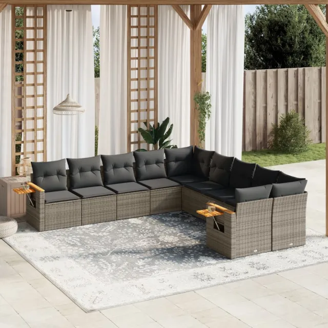 vidaXL Patio Sofa Set 10-zits Grey Grijs