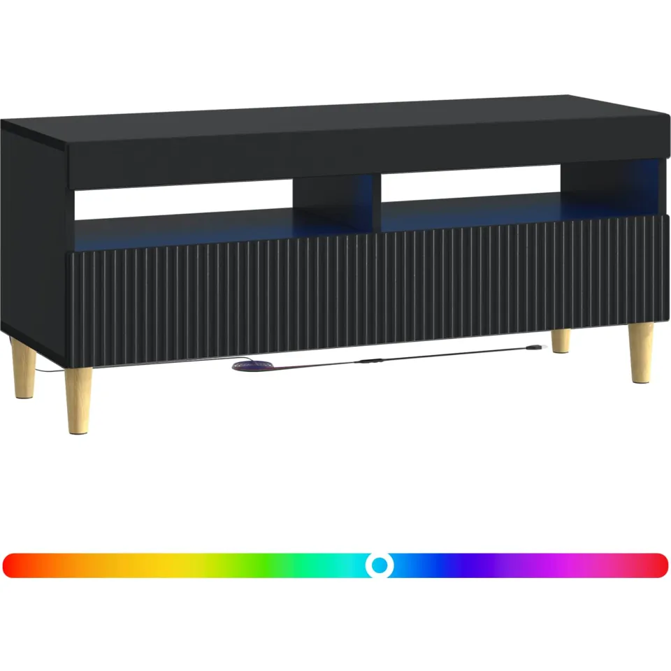 vidaXL LED tv-meubel ARNHEM 100 x 35 x 43 cm Zwart Bewerkt hout, foto 3