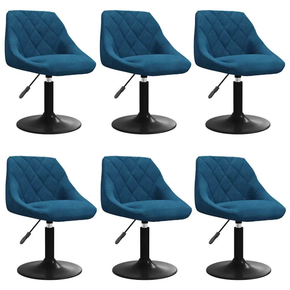 vidaXL Eetkamerstoelen draaibaar 6 st fluweel blauw