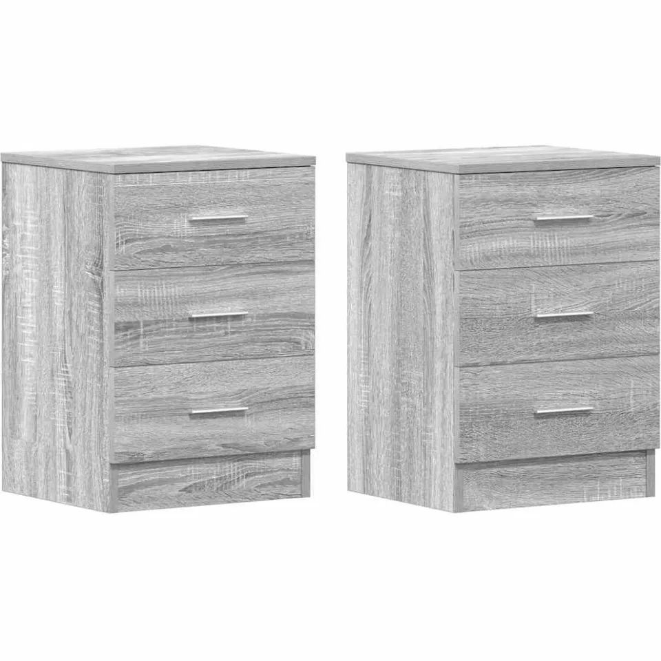 vidaXL Nachtkastjes 2 st 38x35x56 cm bewerkt hout grijs sonoma eiken
