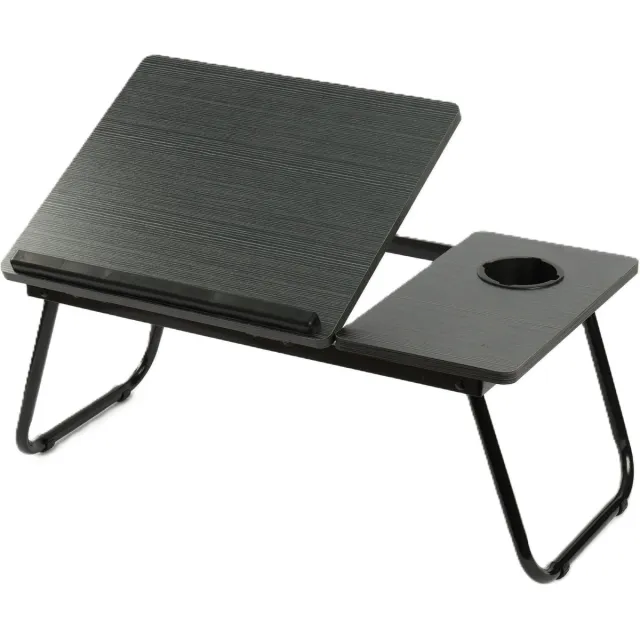 Ceruzo Bedtafel Verstelbaar – Zwart – Laptoptafel – Ontbijttafel –Gedeeld Blad - MDF Grijs Zwart