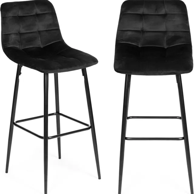 Viking Choice Barkruk met rugleuning - 105x44x51 cm - fluweel - zwart