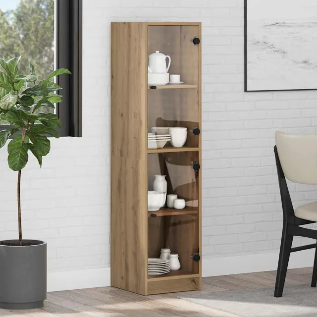 vidaXL Highboard Artisan Eiken 35 x 37 x 142 cm Bewerkt hout Bruin