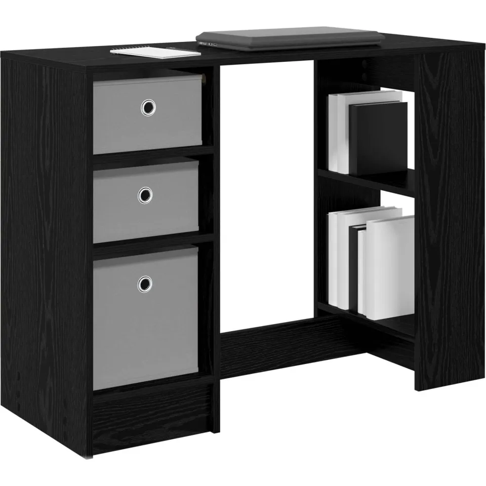 vidaXL Bureau Zwart Eiken 100 x 40 x 75 cm Bewerkt hout