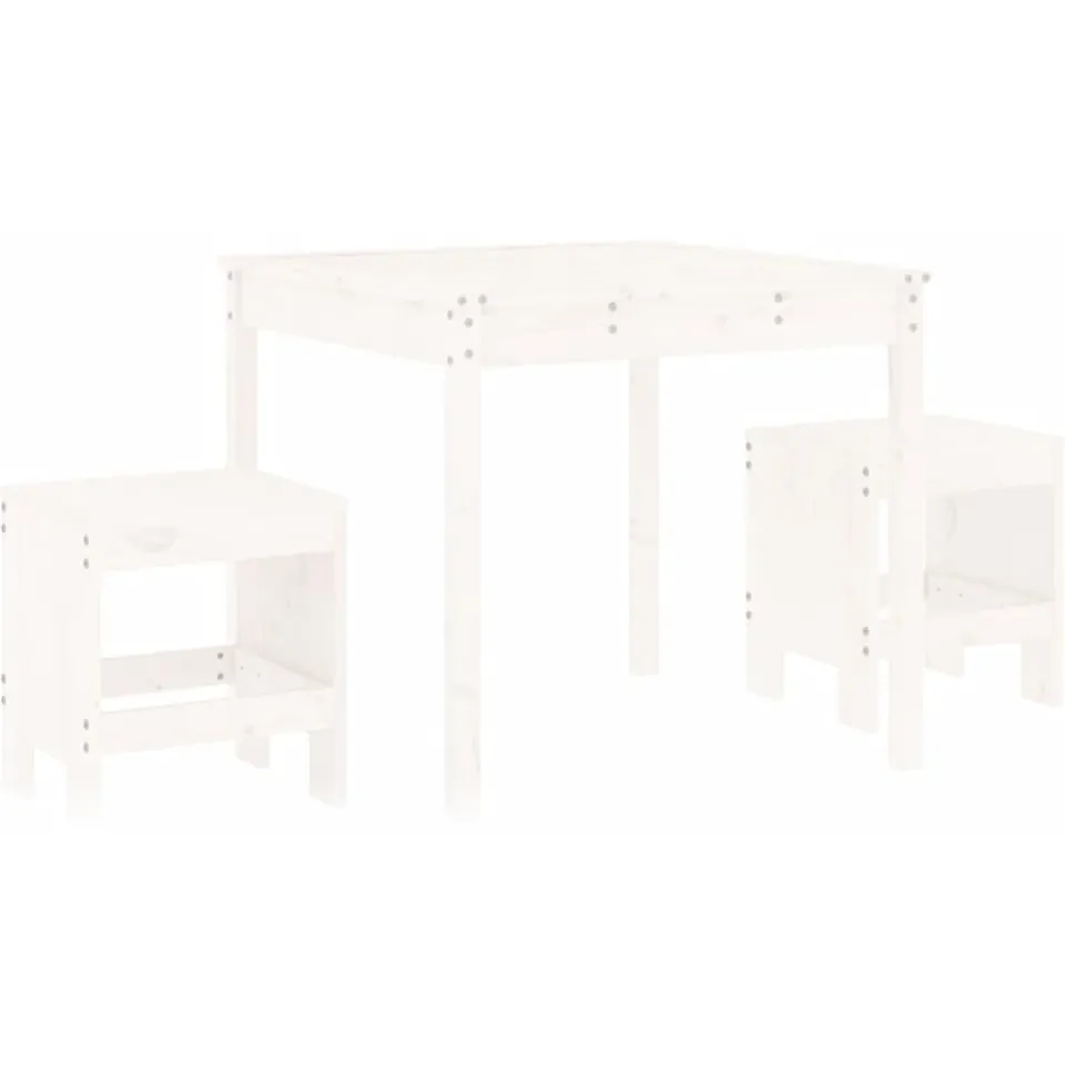 vidaXL 3-delige Bistroset massief grenenhout wit, foto 3