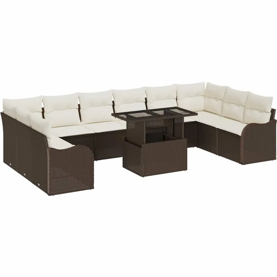 vidaXL Tuin Sofa Set 11 st Bruin Poly riet